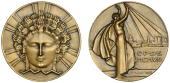FRANCE, 25e anniversaire de la Compagnie Parisienne de Distribution d’Éléctricité, 1932, an Art Déco bronze...