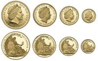 Elizabeth II (1952-2022), Britannia Proof set, 2007, comprising gold 100, 50, 25 and 10 Pounds [4]. Brilliant; in...