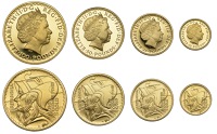 Elizabeth II (1952-2022), Britannia Proof set, 2003, comprising gold 100, 50, 25 and 10 Pounds [4]. Brilliant; in...