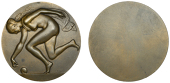 FRANCE, Atalante, 1926 [struck 1932], a uniface bronze Art Déco medal by E. Telcs, naked female representing...