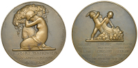 FRANCE, Centenaire de la Banque Joire, Tourcoing, 1926, an Art Déco bronze medal by P.-M. Dammann, semi-naked...