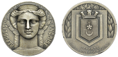 FRANCE, République Française, c. 1935, an Art Déco plated bronze medal by J.-É-L. de Vernon for Arthus-Bertrand,...