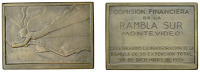 URUGUAY, Mujer emergiendo de las nubes [Female Emerging from Clouds], 1935, an Art Déco bronze plaque by S. Pose,...