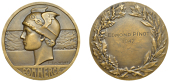 FRANCE, Le Commerce, 1936, an Art Déco bronze award medal by F. Rasumny and H.-A.-A. Dubois, bust of Mercury to...