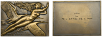 FRANCE, Aviation, 1931, an Art Déco bronze plaque by R. Delamarre, naked female with flock of birds in flight to...