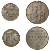 ENGLAND, British Empire Exhibition, 1924, a pair of bronze medals, viz. by W. McMillan for the Royal Mint, head of...