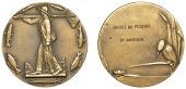 FRANCE, Le Pêcheur [The Fisherman], c. 1950, a bronze award medal by M. Delannoy for Arthus-Bertrand, male angler...
