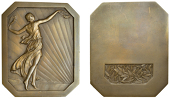 FRANCE, Au mérite, les élégances [On Merit, Elegances], c. 1925, an octagonal Art Déco bronze award plaque,...