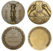 NETHERLANDS, Beeldhouwwerk [Sculpture], c. 1930, an Art Déco bronze award medal, unsigned, for the Ministerie van...
