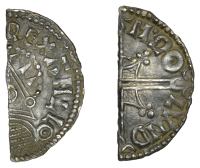 Æthelred II (978-1016), cut Halfpenny, Helmet type, London, uncertain moneyer, [––] mωo lvnd, 0.64g/12h (N...
