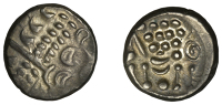 British Iron Age, DUROTRIGES, Uninscribed issues, silver Stater, disjointed head of Apollo, rev. disjointed horse...