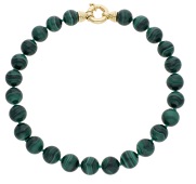 A malachite bead necklace, the uniform row of malachite beads, measuring approximately 15.3mm, to a bolt clasp,...