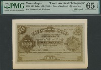 Banco Nacional Ultramarino, Mozambique, obverse and reverse archival photographs showing initial designs for 1000...