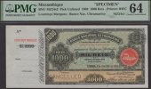 Banco Nacional Ultramarino, Mozambique, specimen 1000 Reis, 2 January 1908, no serial number, ship seal Type I,...