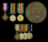 Family Group:

Three: Stoker First Class D. Burrows, Royal Navy, who was killed in action whilst serving with...