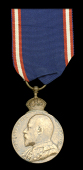 Royal Victorian Medal, E.VII.R., silver, bronze, with traces of naming but mostly erased, polished, good fine 	...