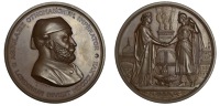 Visit of Abdul Aziz, Sultan of Turkey, to the City of London, 1867, a copper medal by J.S. and A.B. Wyon, bust right...