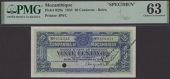Companhia de Mocambique, the original approved specimen 20 Centavos, 25 November 1933, serial numbers 012345 and...