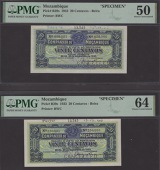 Companhia de Mocambique, printers archival specimen 20 Centavos (2), 25 November 1933, serial number ranges 000001...