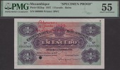 Companhia de Mocambique, the original approved specimen 1 Escudo, 12 May 1937, serial number 000000, single...