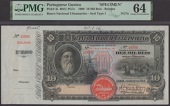 Banco Nacional Ultramarino, Portuguese Guinea, printers archival specimen 10 Mil Reis, 1 March 1909, serial number...