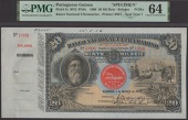 Banco Nacional Ultramarino, Portuguese Guinea, printers archival specimen 20 Mil Reis, 1 March 1909, serial number...