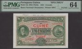 Banco Nacional Ultramarino, Portuguese Guinea, printers archival specimen 1 Escudo, 1 January 1921, serial number...