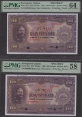 Banco Nacional Ultramarino, Portuguese Guinea, specimen 100 Escudos (2), 20 November 1958, serial numbers B000000,...