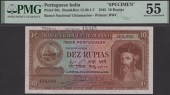 Banco Nacional Ultramarino, Portuguese India, printers archival specimen 10 Rupias, 29 November 1945, serial number...