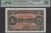 Banco Nacional Ultramarino, St Thomas & Prince, printers archival specimen 5 Escudos, 1 January 1921, serial number...