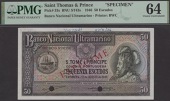 Banco Nacional Ultramarino, St Thomas & Prince, specimen 50 Escudos, 12 August 1946, no serial number, Artur Meneses...