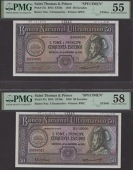 Banco Nacional Ultramarino, St Thomas & Prince, printers archival specimen 50 Escudos (2), 20 November 1958, serial...