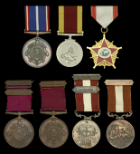 National Fire Brigades Association Long Service Medal, bronze (3), with clasps for Five Years and Ten Years’...