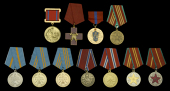 Union of Soviet Socialist Republics, Medal for Bravery in Fire-fighting; Fire Service Medal, for 20 years service;...