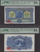 Banco Nacional Ultramarino, Portuguese India, obverse and reverse colour trials for 2 1/2 Rupias, 1 January 1924,...