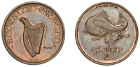 Free State (1921-1937), Pattern Florin, 1927, by P. Morbiducci, in copper, edge plain, 7.26g/12h (Brady, SNC June...
