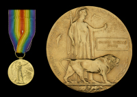 The Victory Medal awarded to Able Seaman G. T. Phipps, Howe Battalion, Royal Naval Division, who was killed in...