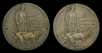 Memorial Plaque (2) (Fred Anderton; Herbert Keefe) first in original card envelope, the first pierced at 3 and 9...