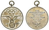 Germany, Olympic Games, Berlin, 1936, a plated bronze Merit medal, unsigned, eagle standing on wreath, column with...