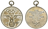 Germany, Olympic Games, Berlin, 1936, a plated bronze Merit medal, unsigned, eagle standing on wreath, column with...