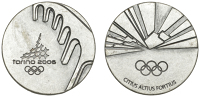 ITALY, Winter Olympic Games, Turin, 2006, a plated bronze Participant’s medal, unsigned, stylised bridge, rev....