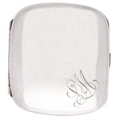 A silver cigarette case with concealed erotic scene, the plain exterior opening to reveal inner panel depicting...