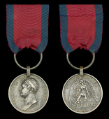 The Waterloo medal awarded to Corporal Francis Donliavy, 2nd Battalion, 69th Foot, who was severely wounded by a...