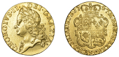 George II (1727-1760), Guinea, 1747, old head left with stop before laurel leaves, rev. crowned shield of arms...