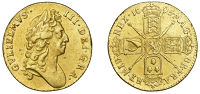 William III (1694-1702), Guinea, 1695, first bust right, rev. crowned cruciform shields medium lions and lis (EGC...