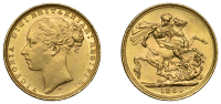 Australia, Victoria, Sovereign, 1880m, St. George rev., Melbourne (Hill 102; S 3857B). Lustrous, good extremely...