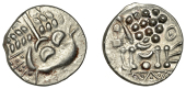 British Iron Age, DUROTRIGES, Uninscribed issues, silver Stater, Cranborne Chase type, disjointed head of Apollo...