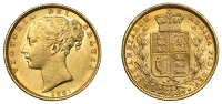 Australia, Victoria, Sovereign, 1881s, shield rev., high hairline, Sydney (Hill 77A; S 3855B). About extremely fine...