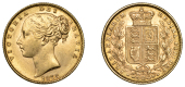 Victoria (1837-1901), Sovereign, 1873, shield rev., die no. 103, date double-struck (Hill 57; S 3853B). Lustrous,...