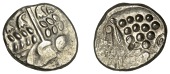 British Iron Age, DUROTRIGES, Uninscribed issues, silver Stater, Cranborne Chase type, disjointed head of Apollo...